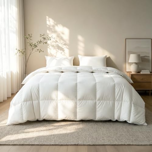 King Size Down Duvet Insert - Luxury White Comforter, Hypoallergenic