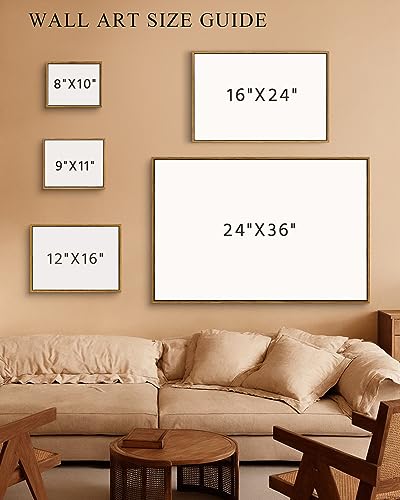 InSimSea Vintage Framed Canvas Wall Art Meadow Flowers Landscape 24"x36"