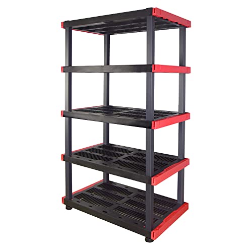 5-Tier Heavy Duty Plastic Storage Shelves Garage Organization Rack