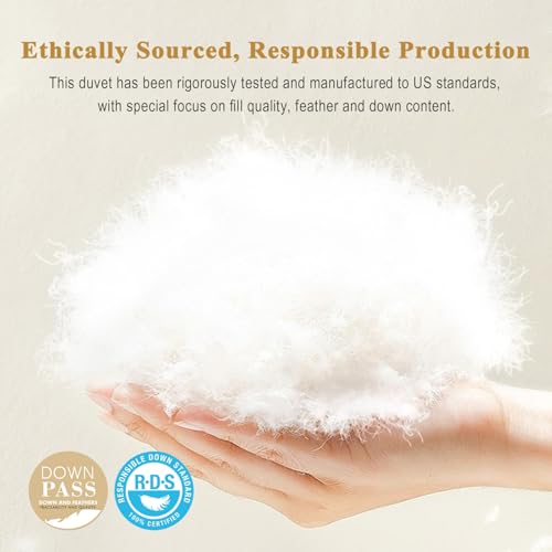 Organic Cotton Feather Down Comforter - King Size All Season Duvet Insert