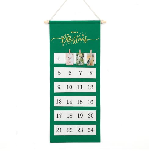 HDLJIAL Christmas Advent Calendar with 24 Pockets Wall Display