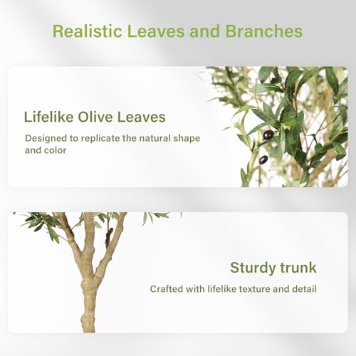 7ft Artificial Olive Tree - Realistic Faux Potted Plant for Indoor Decor