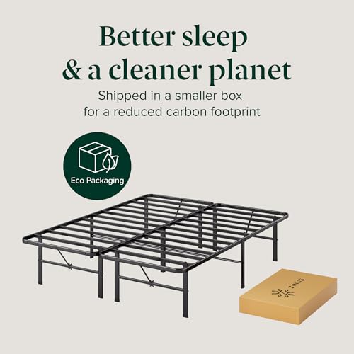 14-Inch Heavy Duty Steel Metal Bed Frame - Queen Size Mattress Foundation