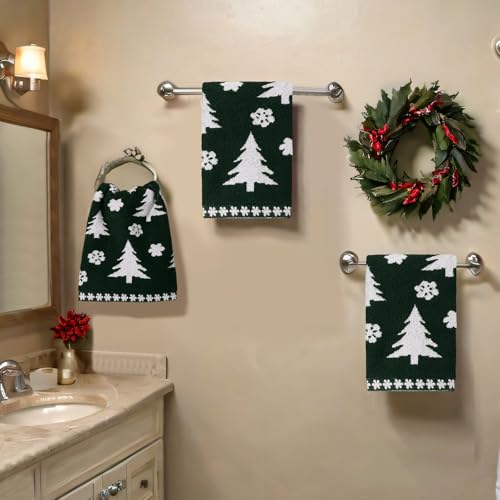 Remagr 6 Pack Christmas Tree Wash Cloths 13 x 13 inches Green