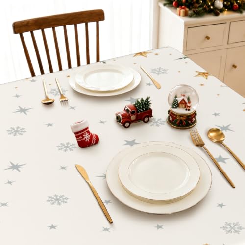 Christmas Tablecloth Tree Snowflake Rectangular 60x120 Inch Xmas Decor