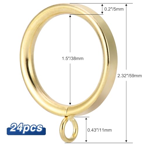 24-Piece 1.5-Inch Metal Curtain Rings with Eyelets for 1.25-Inch Rods