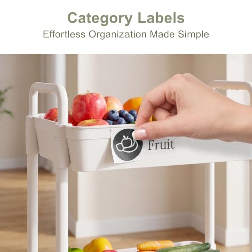 3-Tier Rolling Utility Cart with Wheels - Mobile Storage Organizer, White