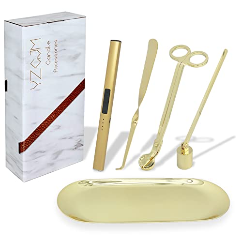 Candle Accessories Kit with Electric Lighter, Wick Trimmer & Snuffer