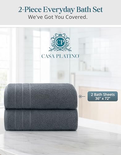 Oversized Cotton Bath Sheet Set - 2 Pack, 36" x 72" Soft Absorbent Towels