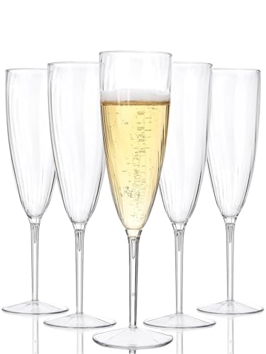 36-Pack Disposable Plastic Champagne Flutes - 6 oz Clear Toasting Glasses