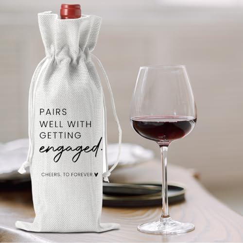 FBCCZEY Engaged Wine Bag White – Engaged Gifts, Party Decor for Couples