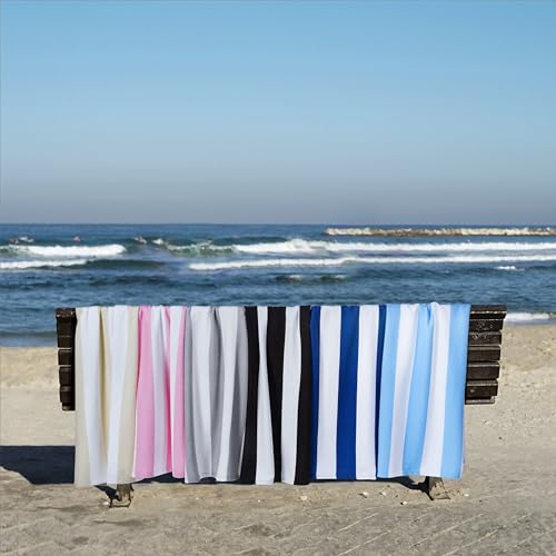 Oversized Microfiber Beach Towel, 40" x 70" Extra Large Striped Pool Towel