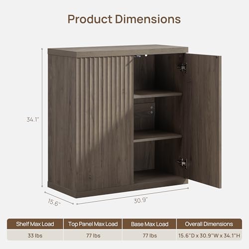 Modern Fluted Buffet Sideboard Cabinet with Adjustable Shelves