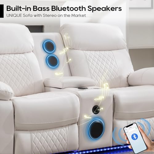 Power Recliner Sofa Set with Wireless Charger, LED Lights & Speakers