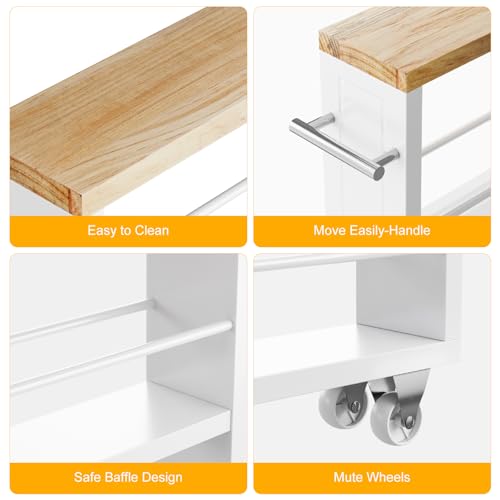 4-Tier Slim Rolling Storage Cart, Narrow Utility Organizer for Small Spaces