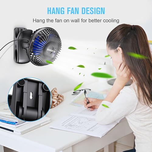 USB Clip on Fan Portable Small Desk Fan with 3 Speeds and Sturdy Clamp