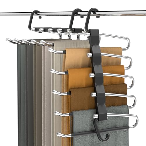 Space Saving Pants Hangers 2-Pack Stainless Steel Anti-Slip Closet Organizer