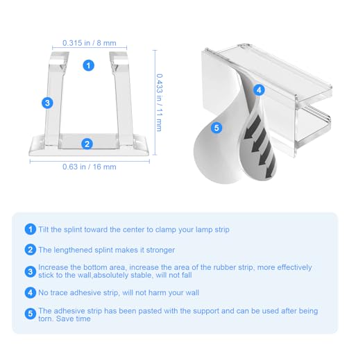 30pcs Adhesive Neon LED Strip Light Mounting Clips for 12mm Flat Strips