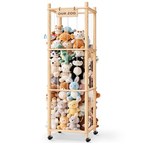 Extra Large Stuffed Animal Zoo Storage Organizer with Wheels - Plush Toy Cage