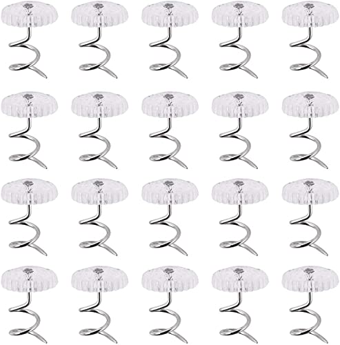20 Pack Bed Skirt Pins - Clear Twist Pins for Upholstery & Slipcovers