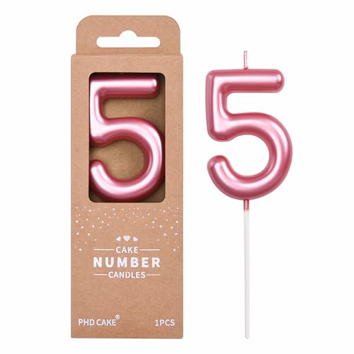 Pink 5 Number Birthday Candles - 2.76 Inch for Celebrations