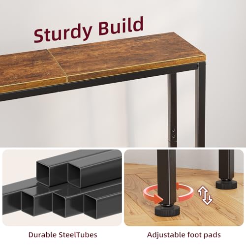 32-Inch Narrow Console Table with Storage Shelf, Rustic Sofa Entryway Table