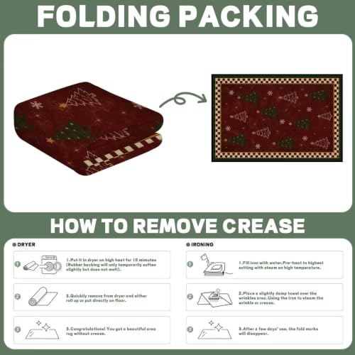 FUYEUN 3x5 Christmas Farmhouse Snowflake Pine Area Rug - Rectangular Holiday Decor