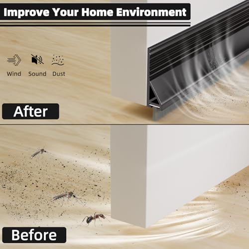 39-Inch Under Door Draft Stopper with Brush - Weather Stripping Door Sweep