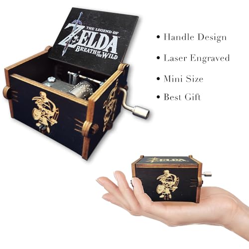 Wooden Hand-Crank Music Box - Antique Laser Engraved Decorative Gift