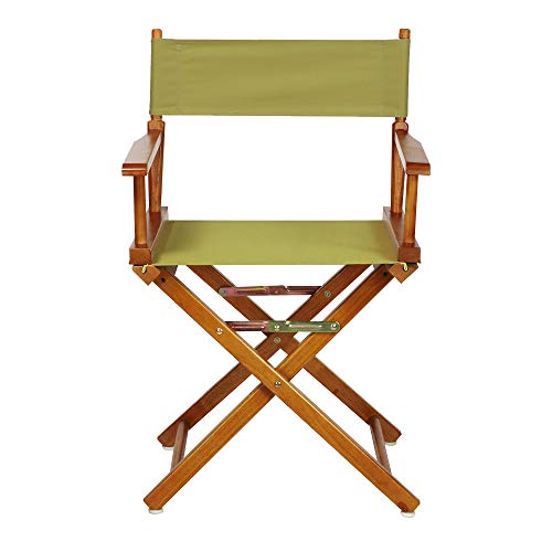 Foldable 18-Inch Director's Chair in Solid Wood with Olive Canvas