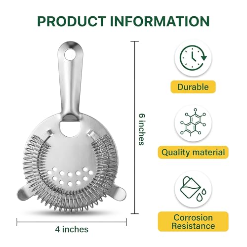9 Pack Stainless Steel Cocktail Strainers with Spring - Bar Tools for Bartenders & Mixologists