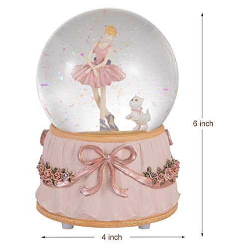 Rotating Ballerina Snow Globe with Music - 4-Inch Mechanical Glass Gift