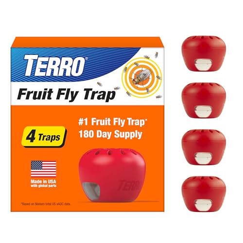 TERRO Fruit Fly Trap 4-Pack with 180-Day Lure Supply - Indoor Pest Control