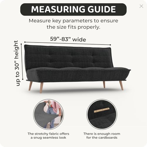 Stretch Futon Couch Slipcover - Bi-Elastic Armless Sofa Bed Cover - Soft Taupe