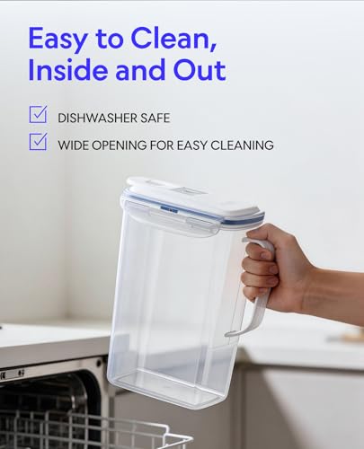 2-Quart Clear Plastic Water Pitcher with Lid - BPA-Free Fridge Door Jug