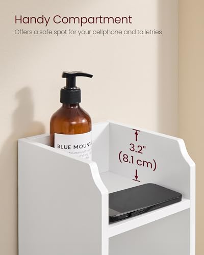Narrow Bathroom Storage Floor Cabinet with Door & Adjustable Shelves