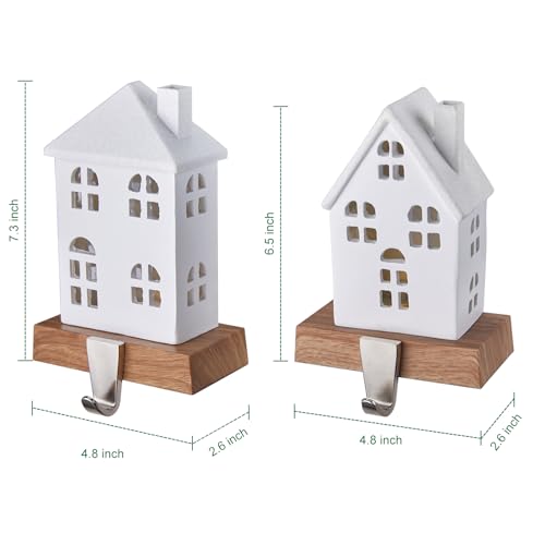 Minetom Warm White LED Christmas Stocking Holders Set of 2 for Mantle & More