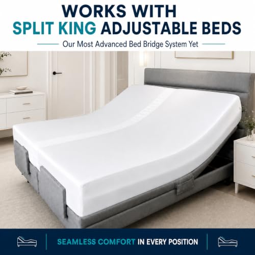 3-in-1 Split King Bed Bridge Gap Filler Set with Fitted Sheet & Straps