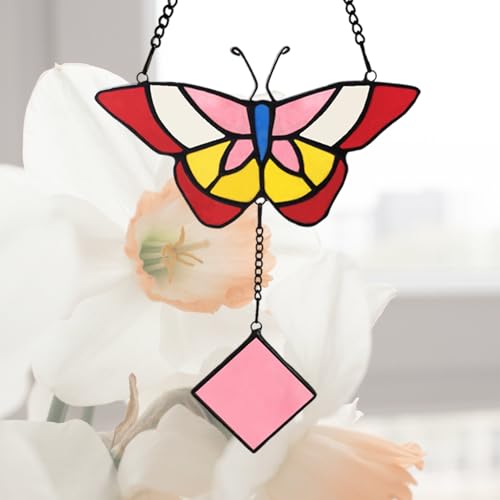 Kalockolo Handmade Butterfly Stained Glass Window Hanging Decorative Suncatcher