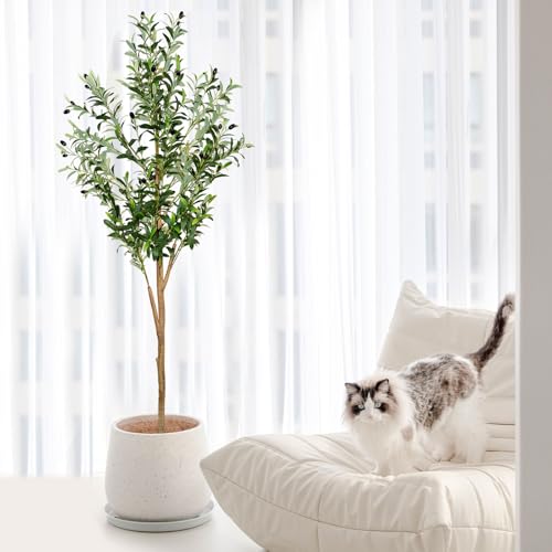 6ft Artificial Olive Tree with Realistic Leaves & Fruits