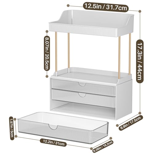 Clear Acrylic 3-Drawer & 2-Shelf Vanity Organizer - 1 Pack