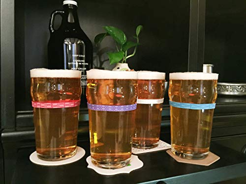 BevBands Drink Markers Set of 8 - Series 1 Water Bottle Bands - Reusable & Dishwasher Safe