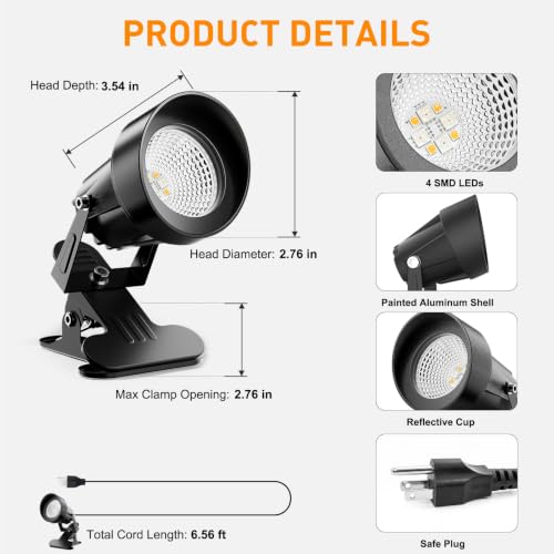 CREPOW Multicolor RGBW LED Clip-On Plant & Indoor Spotlight Set with App & Remote