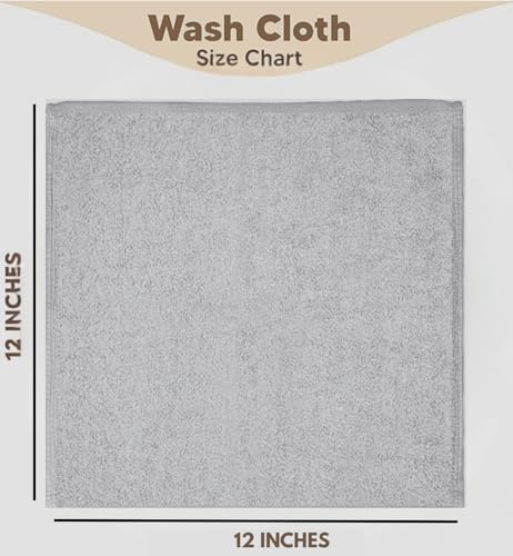 12-Pack Premium Cotton Washcloths - Soft, Highly Absorbent Face Cloths