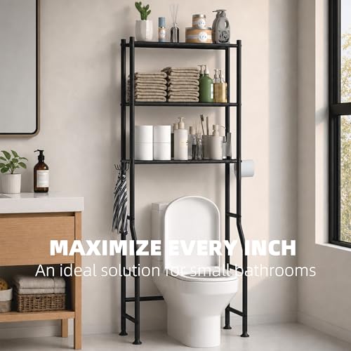 GloTika 3-Tier Over Toilet Storage Shelf - Freestanding Bathroom Organizer