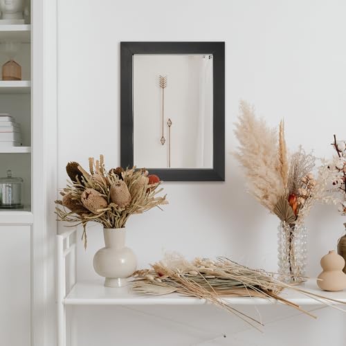 12x16 Inch Rectangular Wall Mirror, Modern Black Decorative Mirror