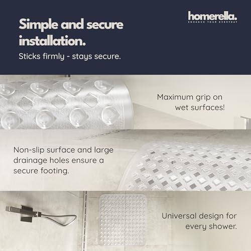Square Non-Slip Shower Mat, 21x21 Inch Anti-Mold Bath Mat with Suction Cups