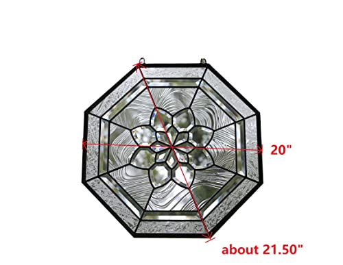 20" x 20" Beveled Clear Stained Glass Hanging Window Panel