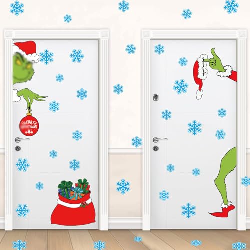 Christmas Door Stickers - 6 Sheets Double-Sided Window Decals for Doors & Glass
