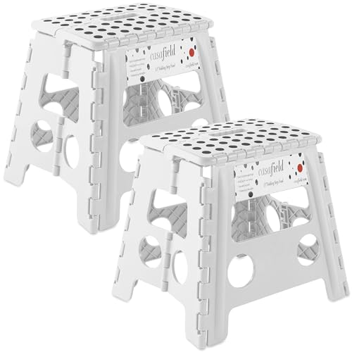 13-Inch Folding Step Stool with Handle, Heavy-Duty Portable Stool (Set of 2)